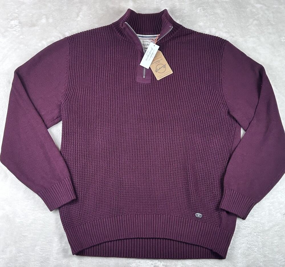 Weatherproof Vintage “The Holiday Sweater” Mens Sz XL Deep Burgundy Quarter Zip